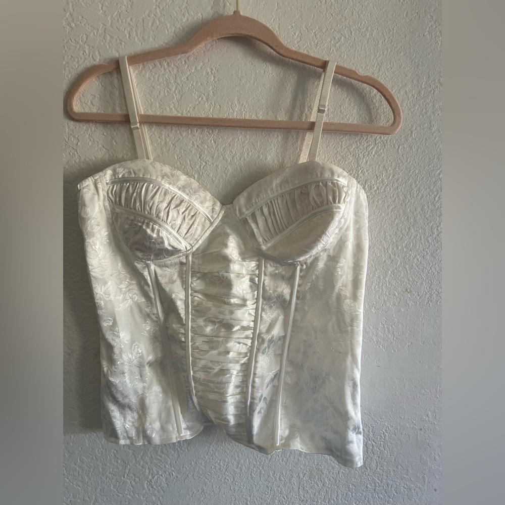 Vintage y2k Charlotte Russe Ivory Floral Bustier corset